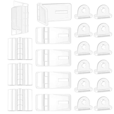 Swpeet Assortment Kit 60 Pcs Mini Acrylic Hinges Hasps Lock Buckle Latches Folding Hinges for Cabinet Drawer