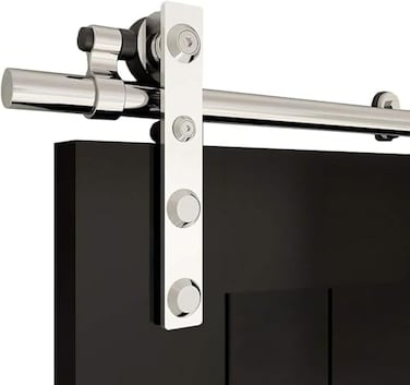 TSMST 4FT Stainless Steel Sliding Barn Door Hardware Kit for Single Wooden DoorSmoothly and QuietlyFit 24 Door PanelJ Shape Hanger