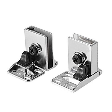 uxcell 1Pair Glass Door Cupboard Showcase Cabinet Door Hinge Glass Clamp Zinc Alloy for 35mm Thickness