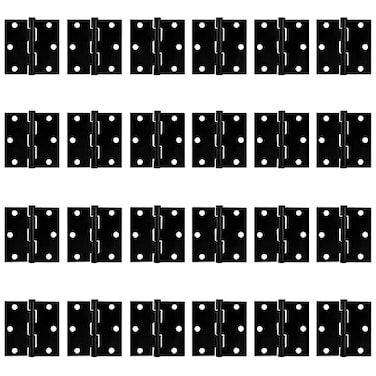 Zion Building Zion 3 Inch Matte Black Door Hinges Heavy Duty Square 3 x 3 24 Pack for Hollow Core Doors