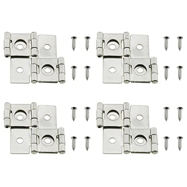 ZZHXSM 4PCS Screen Hinge 360 Degree Rotation Iron Hinge Furniture Folding Double Acting Hinges with Mounting Screws White Nickel