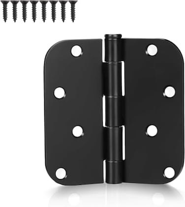 KNOBWELL 3 Pack 8Hole 58Inch Radius Door Hinges for Interior and Exterior Door Use 4Inch by 4Inch Matte Black Door Hinges No Squeak