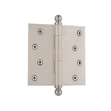 Nostalgic Warehouse BallTip Residential Door Hinge with Square Corners Satin Nickel 4 Inch