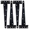 HLMOptimo Heavy Duty T Hinge Tee T Strap Shed Gate Barn Fence Door Hinge Wrought Rustproof All Size Black 4 pcs 12 inch