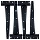 HLMOptimo Heavy Duty T Hinge Tee T Strap Shed Gate Barn Fence Door Hinge Wrought Rustproof All Size Black 4 pcs 12 inch