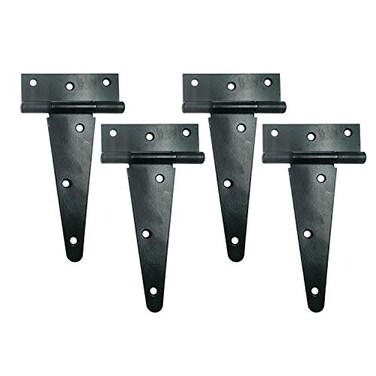 HLMOptimo Heavy Duty T Hinge Tee T Strap Shed Gate Barn Fence Door Hinge Wrought Rustproof All Size Black 4 pcs 6 inch