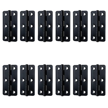 KUMGROT Matte Black Door Hinges Modern Metal Flat Folding Butt Cabinet Door Hinges 3 Inch 12 Pcs