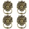 GENHAKON 4 PCS 63 Inch Classical Lion Door Knocker Antique Bronze Lion Door Handle Classical Cabinet Ring Knob Matte Antique Bronze Hardware with Screws Euro Decorative Door Knocker