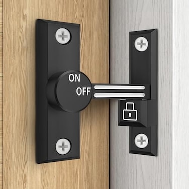 I-EASYDWW 90180 Degree Barn Door Lock Small Flip Gate Latches Hardware Door Security Sliding Door Latch Lock for Barn Gate Cabinet Bathroom Garden Black 1 Pack