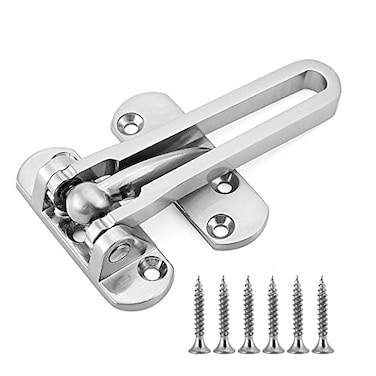 Tidorlou Door Lock Latch for Home Hotel SecurityBrushed Finish SUS304 Stainless Steel Door Chain LockUSwing Locks Front Door Locks for Kids Silver