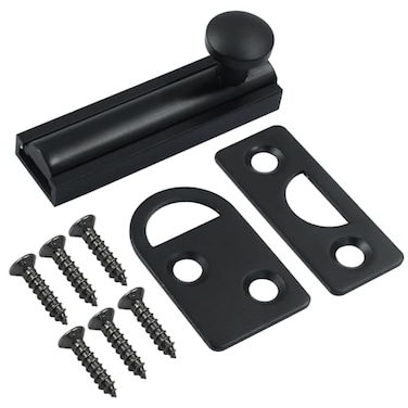 PHITUODA Sliding Deadbolt Heavy Duty Solid Brass Surface Bolt Door Slide Lock Anti Theft Security Door Latch Lock with ScrewsBlack2 Inch