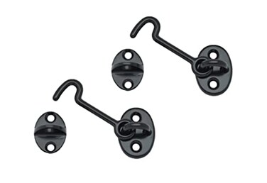 QCAA Forged Brass Cabin Hook Latch Eye 212 Matte Black 2 Pack Made in Taiwan