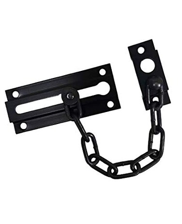 QCAA Solid Brass Chain Door Guard with 9 Links Steel Chain Matte Black 1 Pack