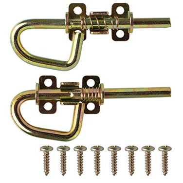 SANKINS Loop Style Spring Locking Barrel Bolts Door Latch Hardware for Sheds Gates Barn Doors Wooden Window Chicken Coops 1 Pair Includes 8 Screws