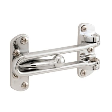 Defender Security PrimeLine U 9900 Diecast Security Swing Bar Lock for Hinged SwingIn Doors 378 Inch Bar Length by 212 Inch Height Chrome Set of 1