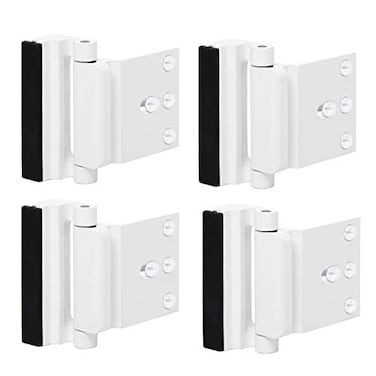 TOYFUL 4 Pack Door Reinforcement Locks with 16 Screws Home Security Door Lock Stop for Toddler Childproof Door Lock Night Lock Withstand 800 Lbs White