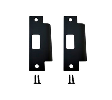 QCAA Stainless Steel Extended Replacement Lock Strike Plate Round Corner 478 for Deadbolt Matte Black 2 Pack Made in Taiwan