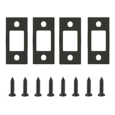 VEEBELL Stainless Steel Deadbolt Strike Plate Square Round Corner Backplate 1 x 214 with 8 Screws Black