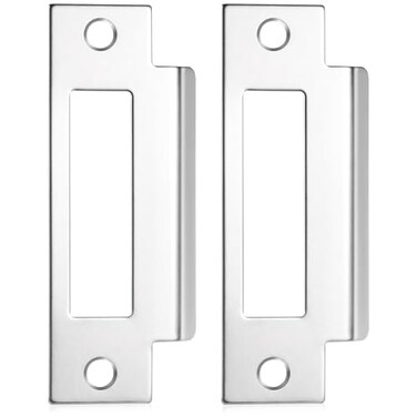 FdcZeyxior 2 PCS Door Strike Plate 478 Zinc Plated Strike Plate Extender Universal Replacement Lock StrikePlate Deadbolt StrikePlate Door Backplate Iron with Brushed Zinc Finish