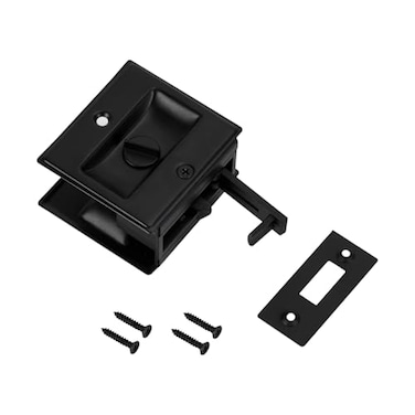HOME MASTER HARDWARE Privacy Pocket Door Lock Pull Replace Damaged Or Old Sliding Door Locks Premium Quality Solid Brass Matte Black Pocket Door Hardware 234x212for 138 Thickness Door 1 Pack
