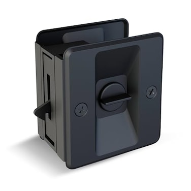 JUBEST Privacy Pocket Door Lock with Pull Install Quickly and Easily Replace Old or Damaged Sliding Door Locks 22332x212 for 138 to 147 Thickness Door Black