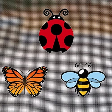 JJDOU Flexible Screen Door MagnetsScreen Door Protector PatchButterflies Bees Ladybugs 6Pcs 3 Sets for Keeping People and Pets Safe and Cover Up Small Holes in Screens
