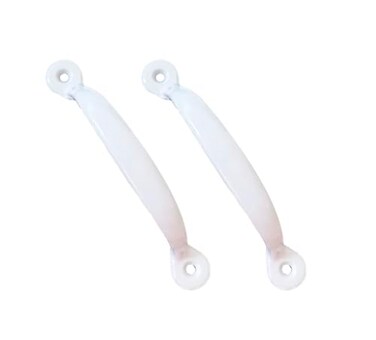 QCAA Steel Screen Door Pull 434 Surface Mount for Screen Door Drawer Access Panel Cabinet Lid Hatch White Coated 2 Pack Made in Taiwan