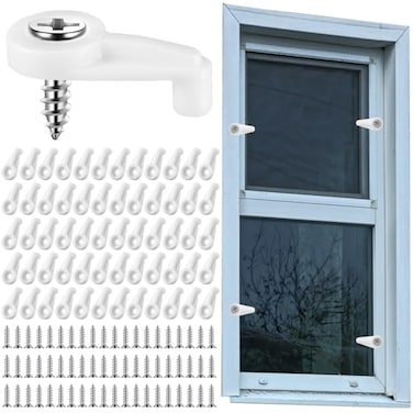 Weysat 60 Pcs Storm Window Clips with Screws Window Screen Clips Windows Screen Holder Clip for Fastens Windows Screens Door Panels
