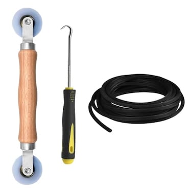 BAYTORY Window Screen Repair Kit Nylon Roller Tool with Bearing Spline Removal Hook and 32ft Retainer Spline Replacement for Installing Door Mesh Screens