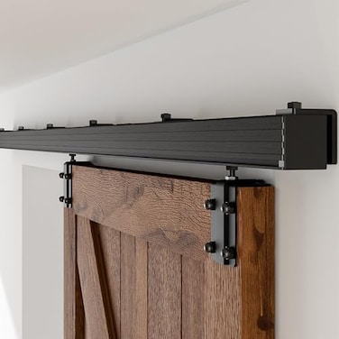 AONAYIOA 605FT Box Rail Hardware Heavy Duty Sliding Barn Door Track Aluminium Alloy Wall Mount Kit for Single Door Smoothly and Quietly Easy to Install No Door