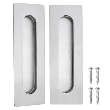 CozyTower Cozy Tower 7 Inch Recessed Flush Finger Pulls Pocket Door Sliding Door Hardware Brushed Stainless Steel Rectangular 2 Pack