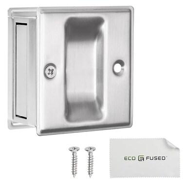 Eco-Fused EcoFused Pocket Sliding Door Pull Without Switch Plate Brushed Nickel Reversible Compatible with Most Doors Easy Grip Suitable for Doors with a Thickness of 138 349 cm