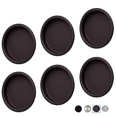 Enconker 6 Pack Closet Door Finger Pull 218 Oil Rubbed Bronze Round Insert Bypass Closet Door Handle Sliding Door Hardware Easy Snapin Installation No Nails Needed