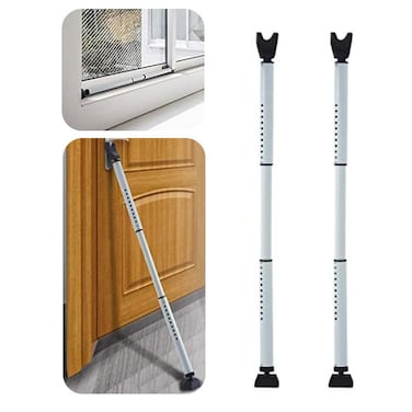 HoneSecur 2 Pack 2in1 Door Security Bar Sliding Patio 28 Door Stopper Security Jammer Bar Child Proof Adjustable Constructed of High Grade Iron Window Doors Security Bars White