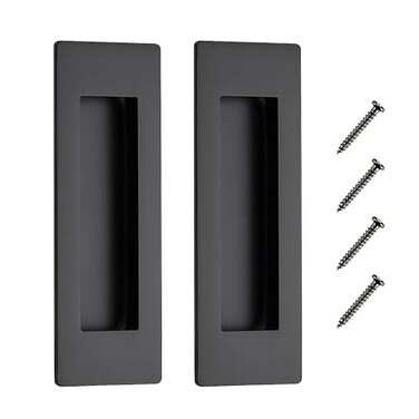 JOY DECOR 2 Pack Pocket Door Handles 472 Rectangular Recessed Pulls for Sliding Closet and Barn Doors Black Flush Finger Pulls
