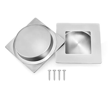 Malimali Recessed Finger Flush Pulls 234 Inch Square Sliding Door Handle Brushed Stainless Steel 2 Pack for Pocket Closet Doors