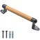 SELEWARE 1 Pcs 12 Inch Barn Door Handle Solid Beech Wood with Black Metal Brackets Sliding Door Pull Handle for Fence Gate Closet Shed Indoor Handrail Playground Safety Handles Easy Install