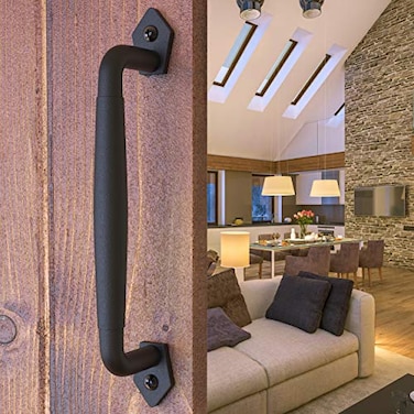 VivaLight 10 Inch Diamond Tapered Barn Door Handle Black Cast Iron Pull for Sliding Doors Gates Sheds Fences Closets Indoor Outdoor Farmhouse Hardware