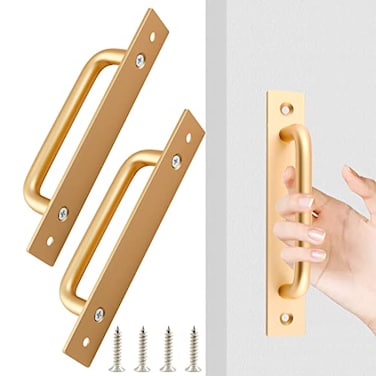 Zorfeter 58 Inch Sliding Barn Door Handle 2 Pcs Gold Sliding Gate Door Pull Handle Aluminium Alloy Cabinet Door Handle Hardware for Wardrobe Cupboard Closet Garage Shed with Screws