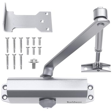 Baridwon Commercial Door Closer Heavy Duty No DoorHolding Design Fast Passage Solution Silver Medium Size Home Business