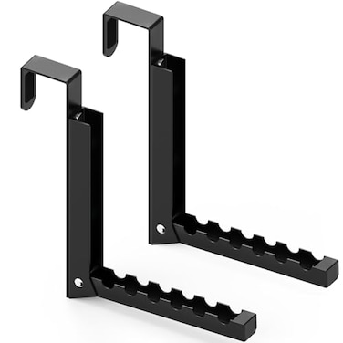 appacare 2 Pcs Over The Door Hooks Folding Over Door Clothes Drying Laundry Rack with 6 Groves Hanger for Clothes Towels Black