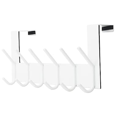 Dseap Over The Door Hook Hanger 6 Hooks Over Door Coat Rack for Hanging Clothes Hat Towel White