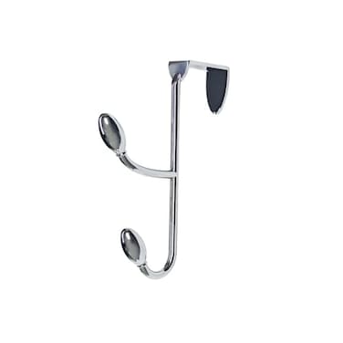 FantasHome Traditional Over The Door Double Hooks Organizer for Hanging Coats Hats Towels Purses in Bedroom Bathroom Laundry Room and More Silver