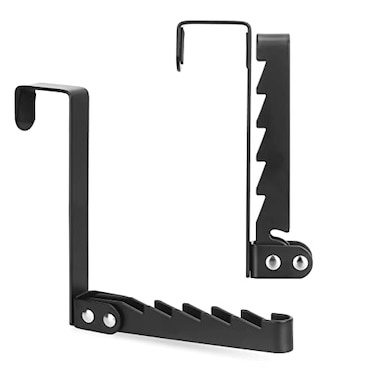 FYY Over the Door Hooks Hanger 2 Pack Collapsible Folding Over The Door Organizer Rack Space Saving Hanging Storage Hanger for Clothes Coats Towels for Bedroom Bathroom Black