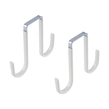 Meprotal Double Sided Over The Door Hooks 2 Pack Towel Coat Hooks Door Hanger Hook for Hanging Clothes Towel Hats Bags Wreath White