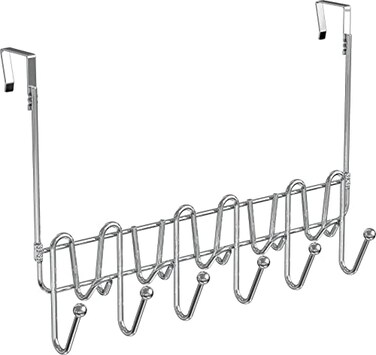 Deco Brothers DecoBros Supreme Over The Door 11 Hook Organizer Rack Chrome Finish