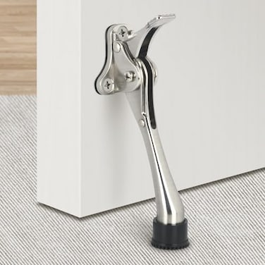 Gudui 6 Inch Kick Down Door Stoppers with NonSlip Rubber Tip One Touch Heavy Duty Bottom Holder Adjustable Metal Door Stop Brushed Nickel
