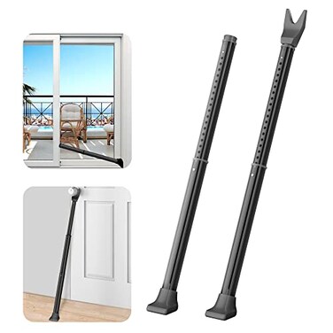 AceMining Upgraded Door Security Bar Sliding Patio Bar Heavy Duty Stoppers Adjustable Jammer for Home Apartment Travel 2 PackBlack