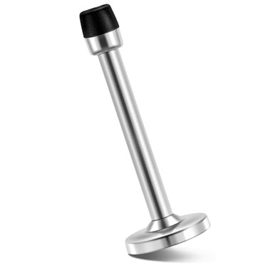 HUTLON Door Stopper 6 Inch Extra Long Door Stop Wall Mounted Solid Rigid Doorstops Heavy Duty Brushed Satin Door Holder Heavy Duty Stainless Steel Door Stopper Wall Protector Silver