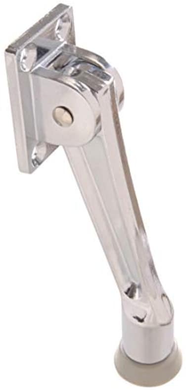 Hillman 5 Kickdown Door Stop Satin Chrome Door Stoppers Doorstops for Inside Door Heavy Duty with Ribbed Rubber Foot Mounting Screws Included 1Pack 852939